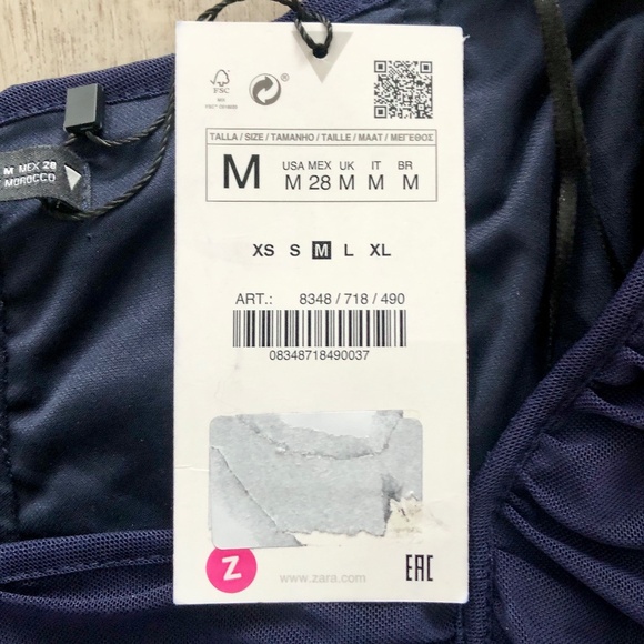 Zara, Ruched, Navy Blue, Tight, Fitted, Bodysuit, Size Med, NEW With Tags - Picture 9 of 12